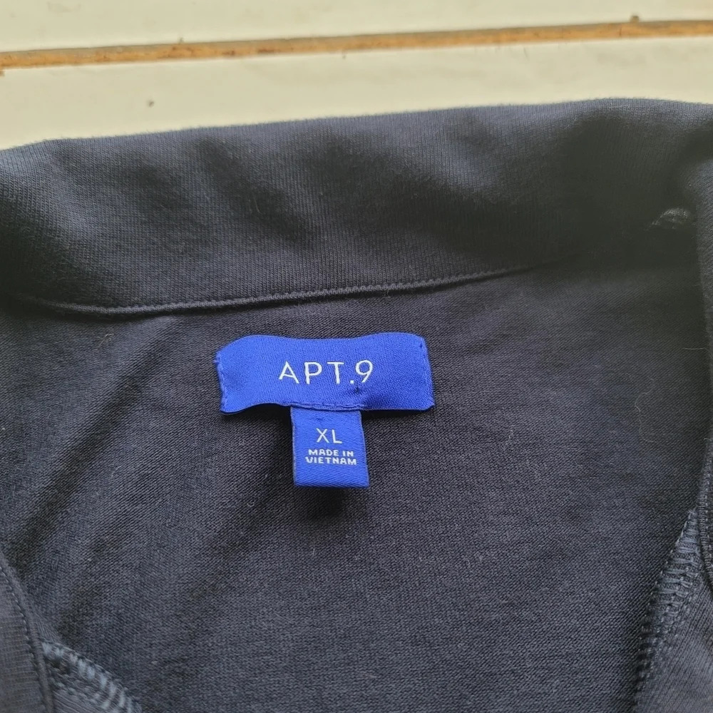 NWT Apt 9 Premier Flex Polo Short Sleeve Navy Blue White Striped Stretch Sz XL - Picture 8 of 10